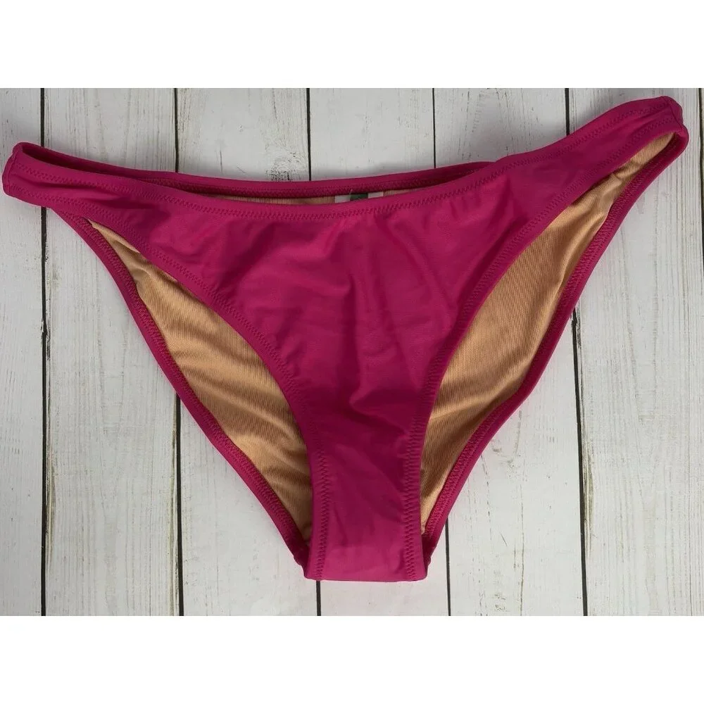 NEW J. Crew Curved-waist cheeky bikini swim bottom Ladies Sz L fuchsia 1450/1/2‎